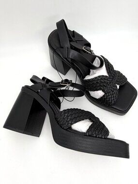 New Torrid Black Crisscross Platform Heel Sandal - Size 8WW